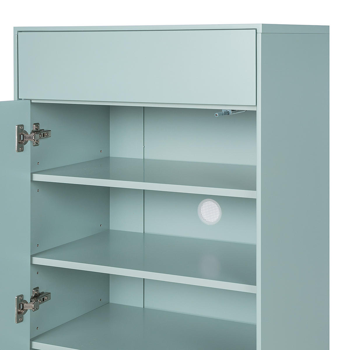 SCHUHKOMMODE mit 1 Schublade und 1 Tür - Eichefarben/Mintgrün, Holzwerkstoff (60/132/38cm) - home24