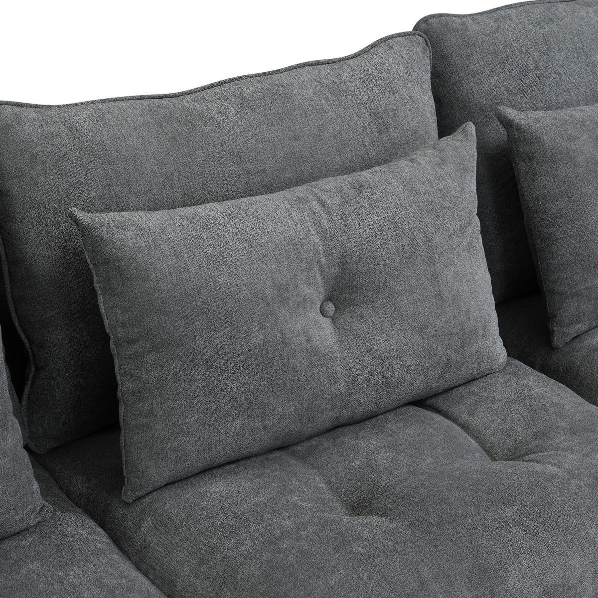 MODULARES Sofa, 4-Sitzer, mit Stauraum, Stoffbezug - Grau, Textil (76/87/274cm) - Meubles Cosy