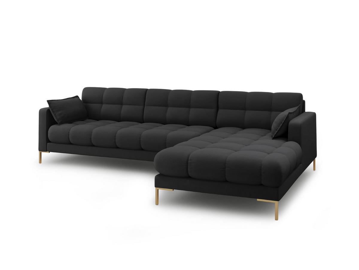 ECKSOFA rechts Mamaia aus strukturiertem Stoff dunkelgrau 5 Sitzplätze - Dunkelgrau, Textil (185/293cm) - Micadoni