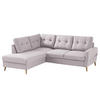 ECKSOFA mit Ottomane - Webstoff - Hellbraun/Hellrosa, Textil (230/200cm) - home24