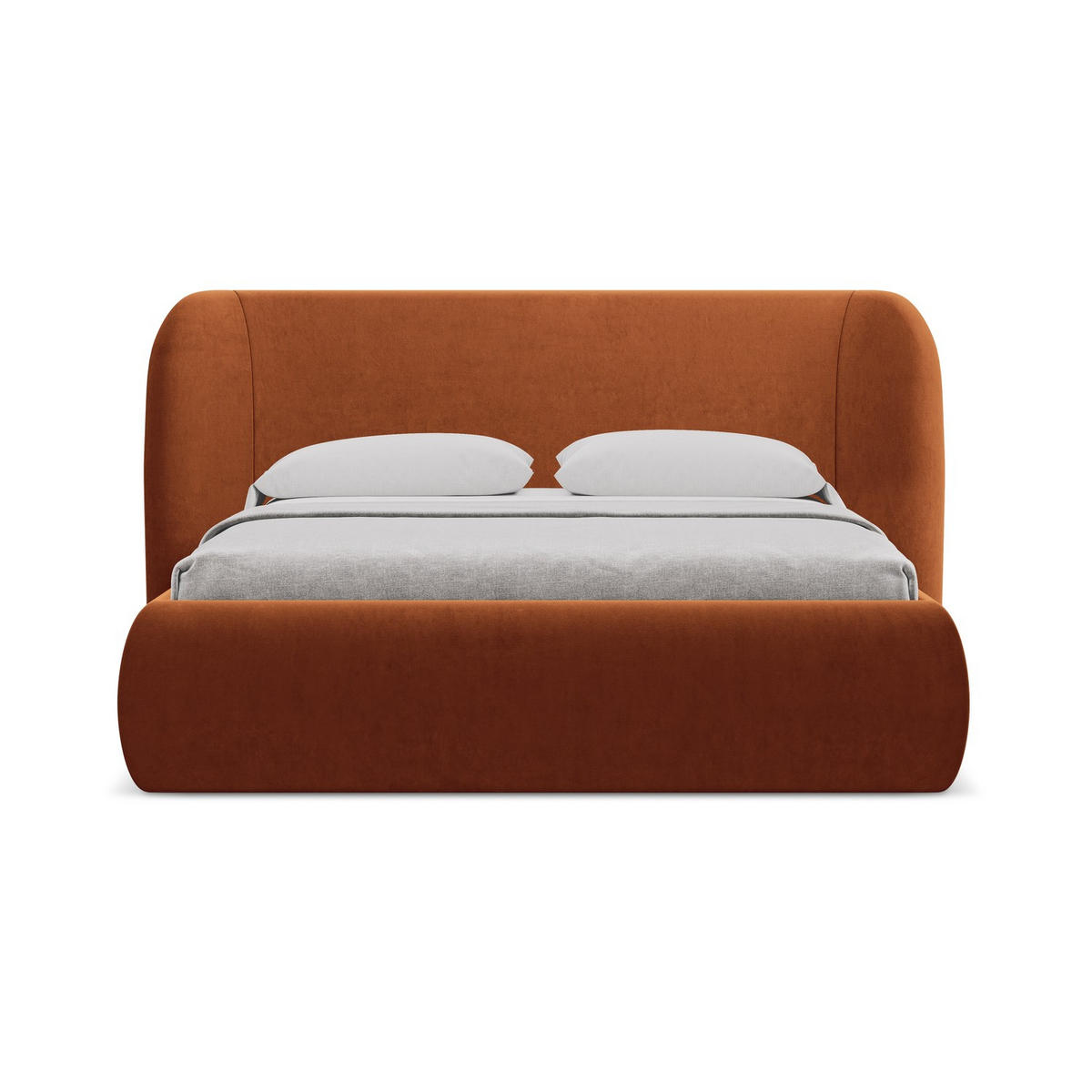 POLSTERBETT mit Bettkasten und Lattenrost 210x215 Orange - Terracotta/Schwarz, Kunststoff/Textil (160/200cm) - LaMiaSofa