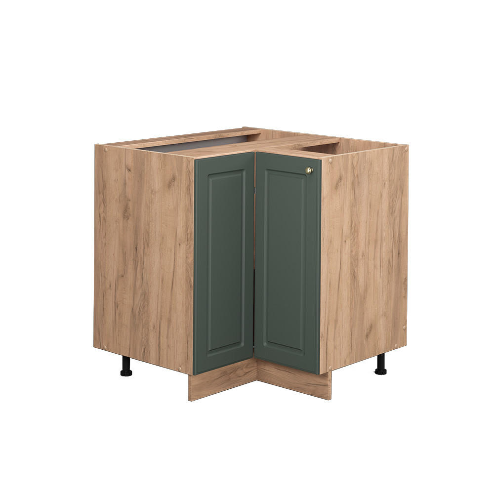 ECKUNTERSCHRANK Fame-Line Grün-Gold Landhaus 80.5 cm ohne AP - Eiche Wotan/Grün, Holzwerkstoff (80.5/82/51.6cm) - Vicco