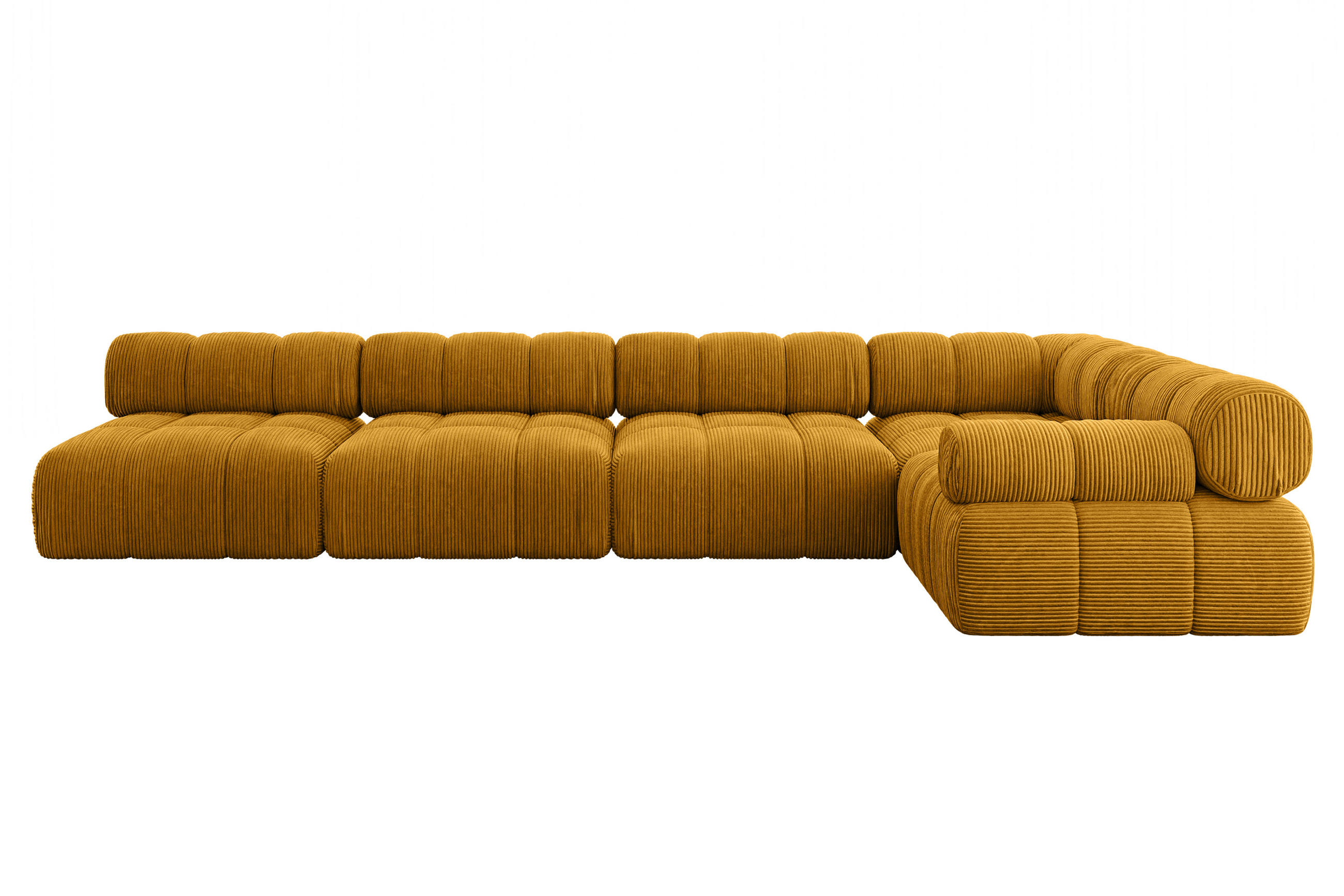 ECKSOFA modulares Sofa Mende-L3 - 380x190x70 cm Senfgelb Cord - Currygelb, Holzwerkstoff/Textil (380/190cm) - ALTDECOR