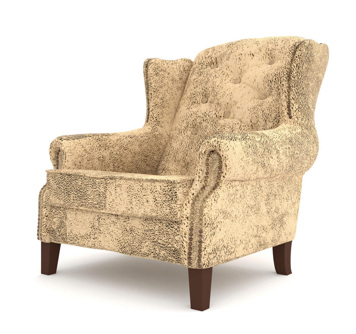 CHESTERFIELD-SESSEL Anton Beige Microfaser Vintageoptik - Beige/Braun, Holz/Textil (102/102/93cm) - S-Style Möbel