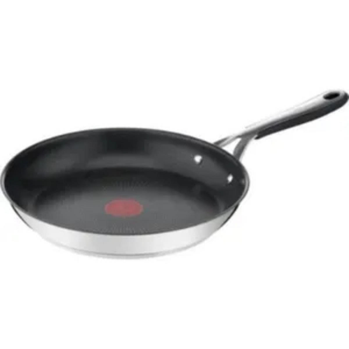 PFANNENSET Edelstahl Jamie Oliver 8-Teilig – Bratpfannen Ø20/24/28 cm, Wokpfanne Ø28 cm, Schmorpfanne Ø25 cm, Induktion & Backofen geeignet - Silberfarben/Schwarz, Keramik/Metall - Tefal