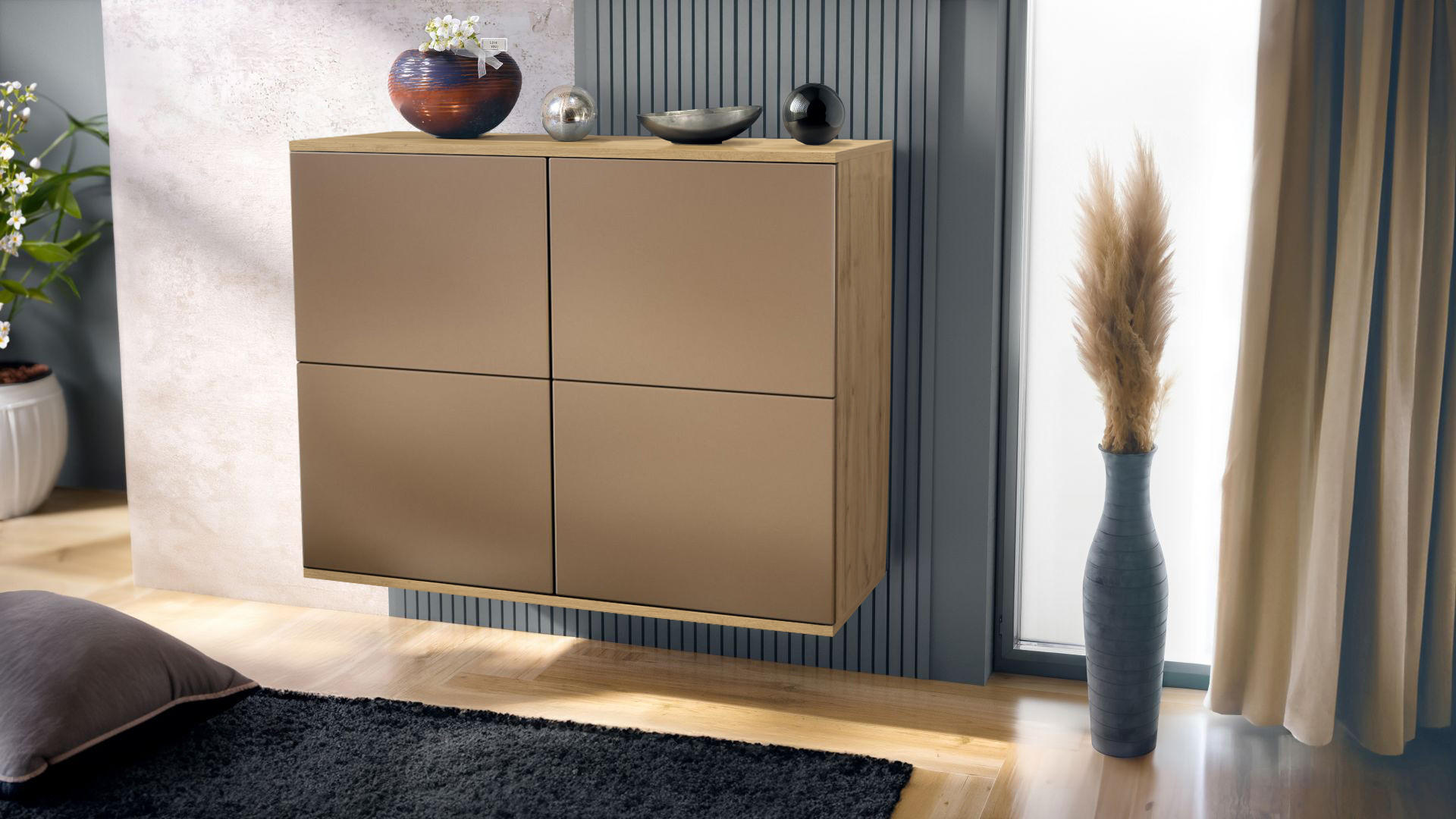 KOMMODE Rova Bronze Optik - Bronzefarben, Holzwerkstoff (92.5/73.5/35cm) - Vladon