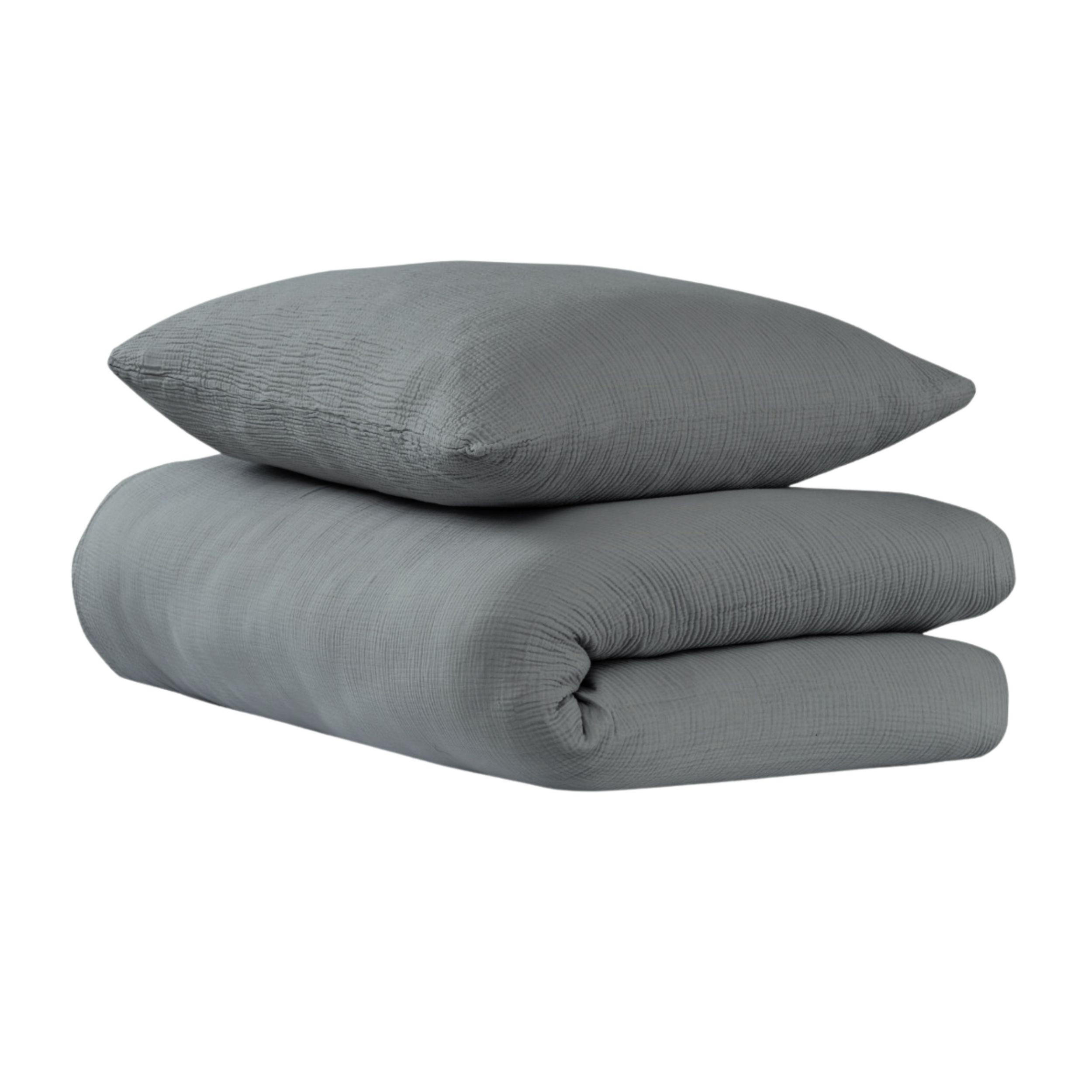 BETTWÄSCHESET Lennox - Musselin - 2-teilig - 135x200cm - Dunkelgrau - Dunkelgrau, Textil (135/200cm) - Uncover by Schiesser