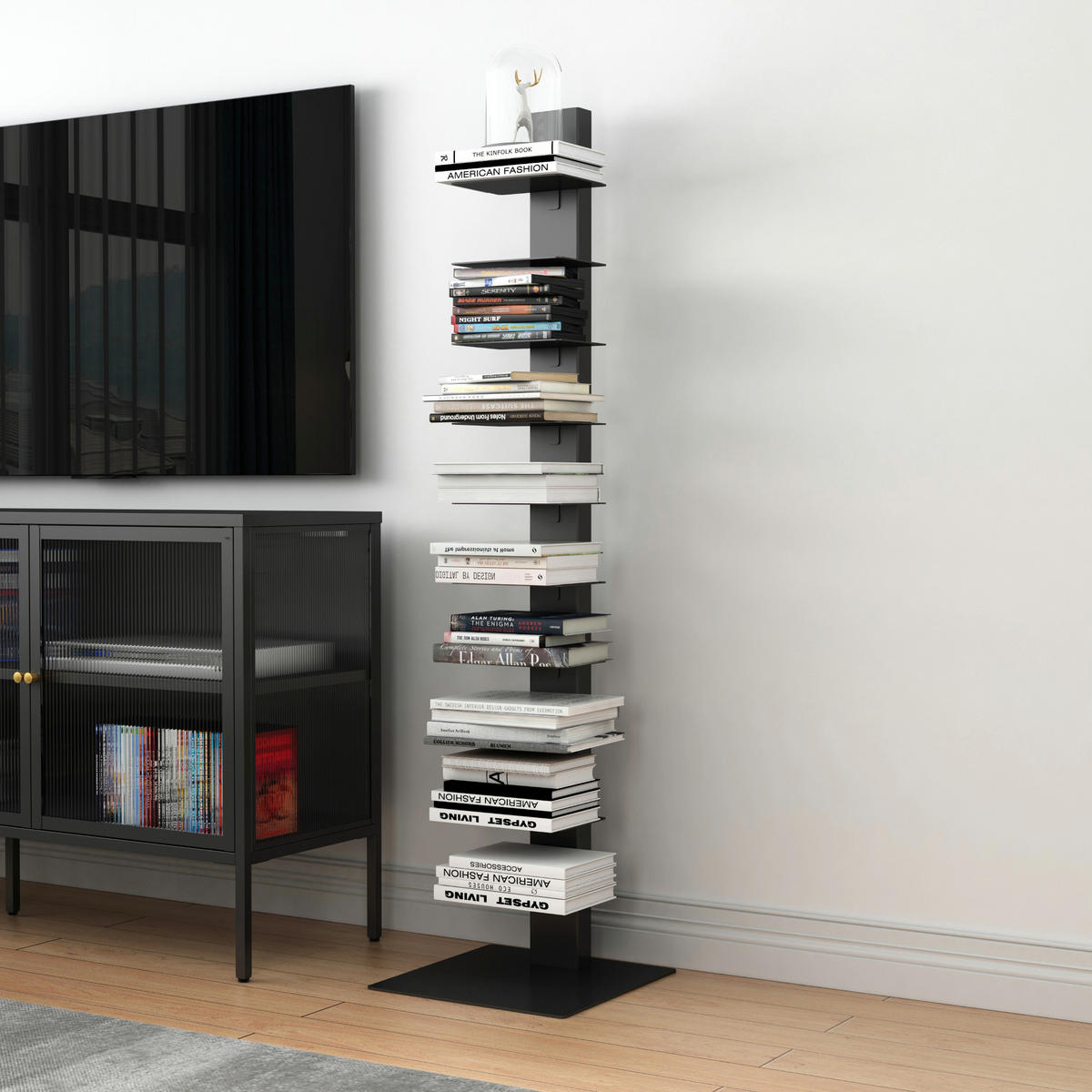 BÜCHERREGAL Eksjö - Schwarz, Metall (39/150/39cm) - [en.casa]