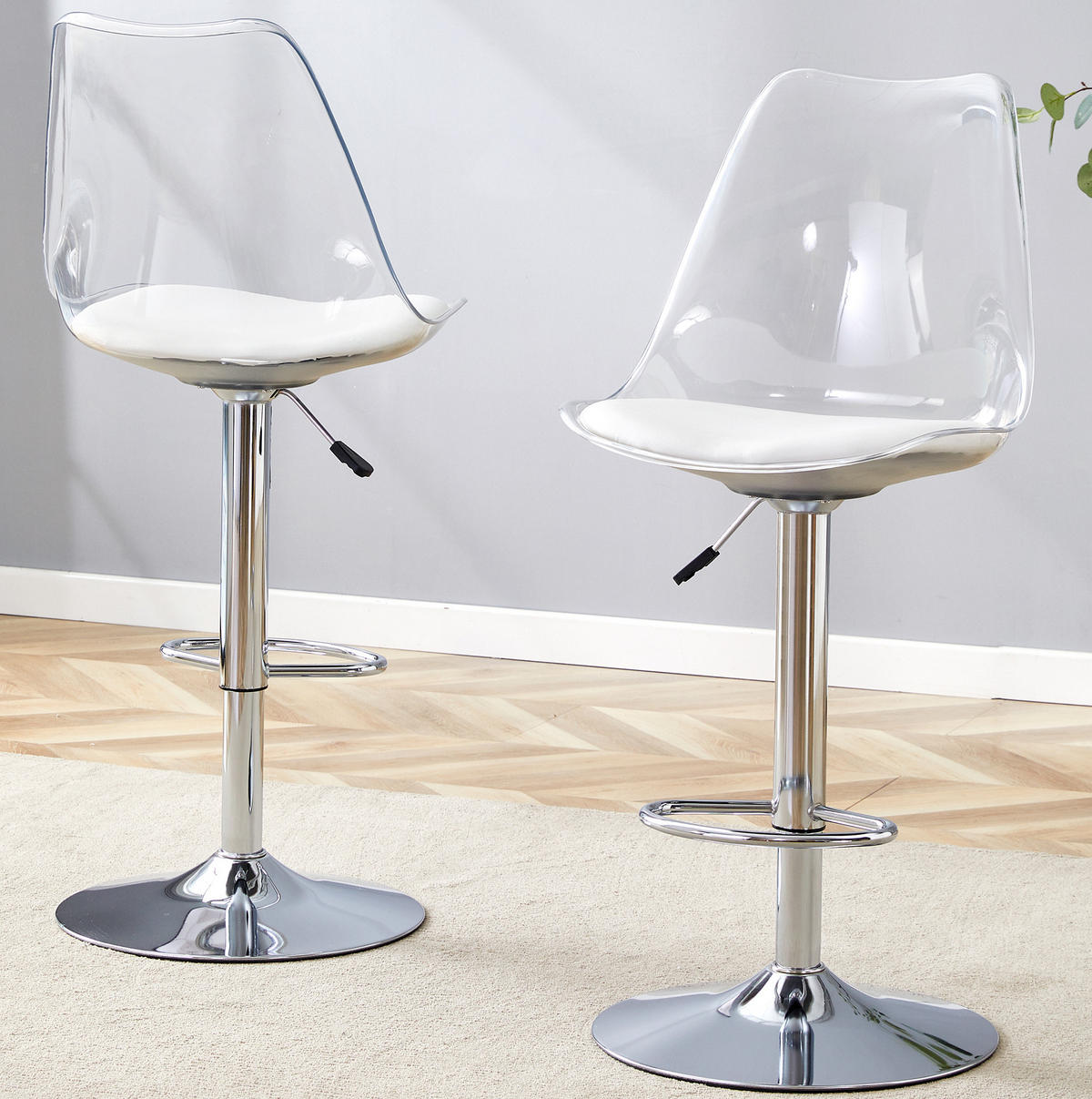 BARHOCKER höhenverstellbar 2er-Set Transparent Silber - Silberfarben, Metall (53.3/120/45.7cm) - Meubliv