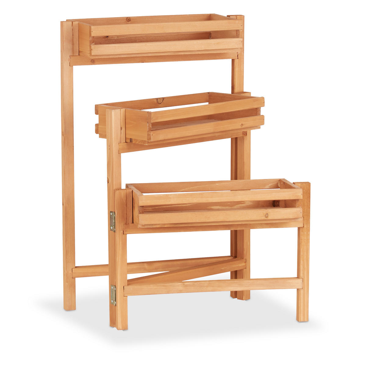 BLUMENTREPPE - Hellbraun, Holz (78/57/56.5cm) - Relaxdays