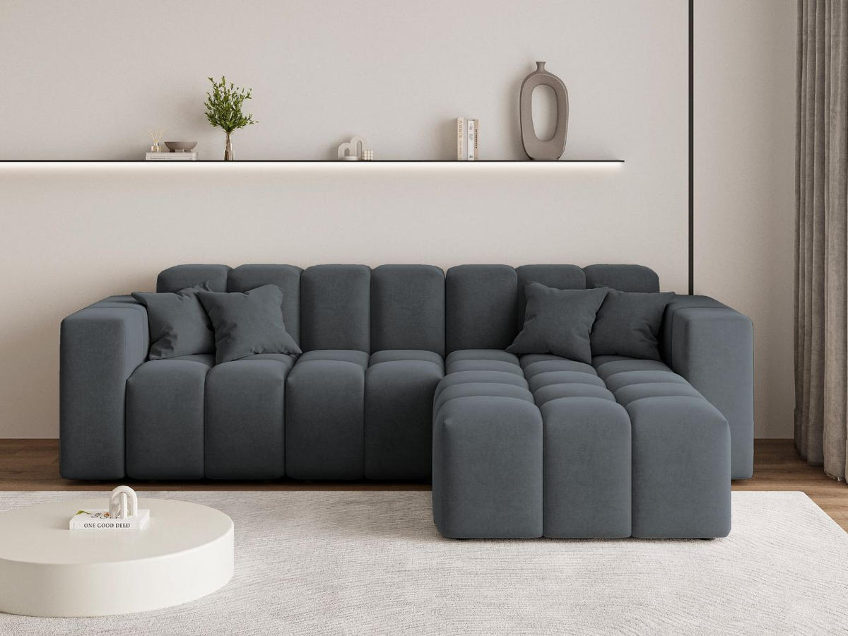 ECKSOFA Loopo Dunkelgrau Rechts - Dunkelgrau, Holz/Textil (265/180cm) - Graingold