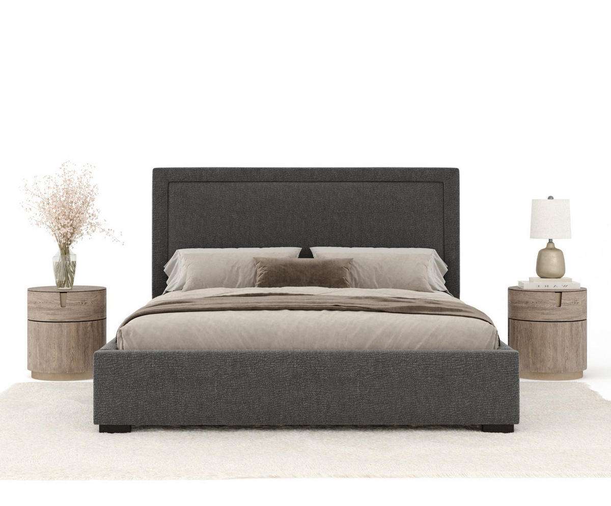 POLSTERBETT Ordina Grau 140/200 cm im Chenille-Stoff - Schwarz/Naturfarben, Holz/Holzwerkstoff (140/200cm) - Maison de Reve