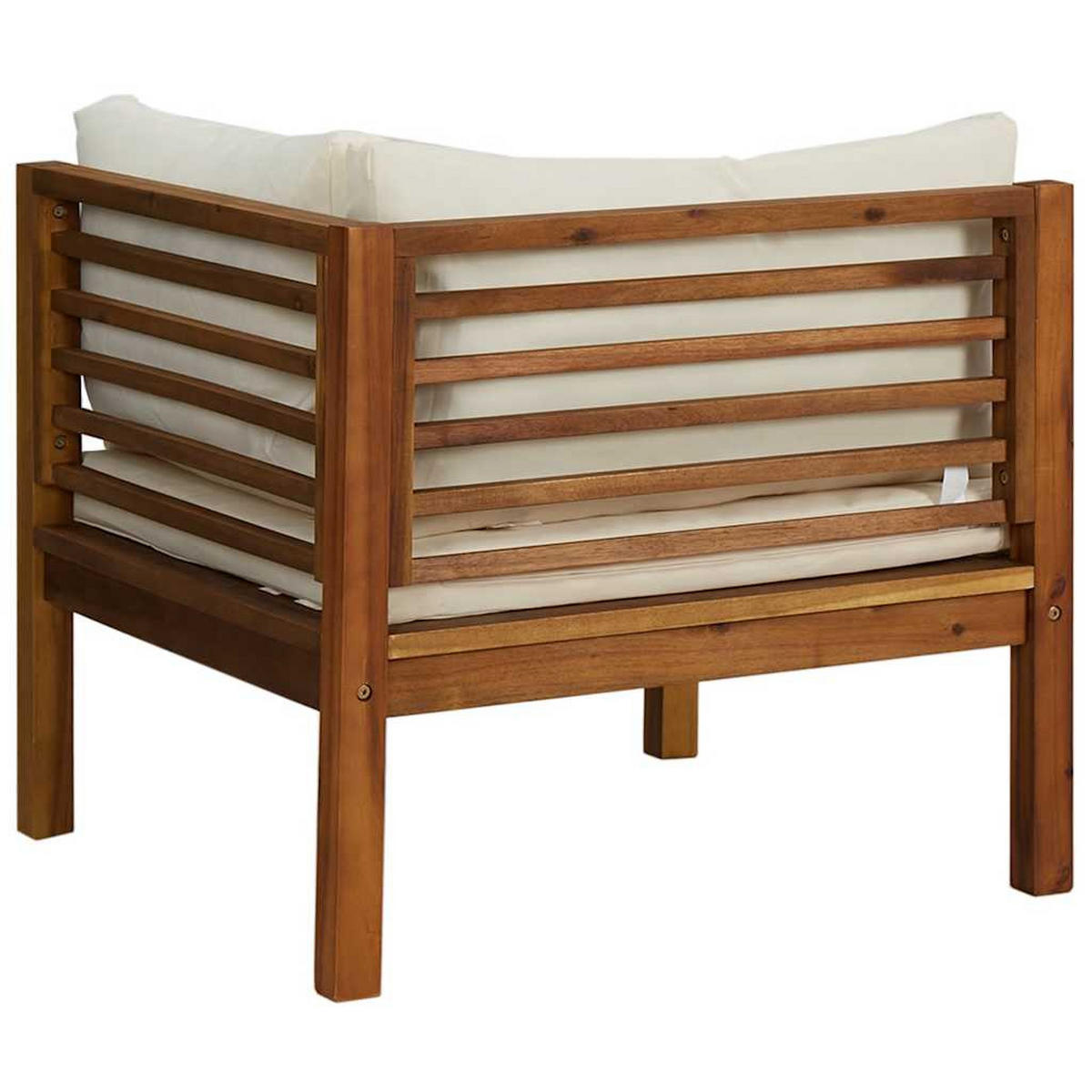ECKSOFAS 2er Set Mit Cremeweissen Kissen Massivholz Akazie - Creme/Braun, Holz/Textil (69/62.5/69cm) - vidaXL