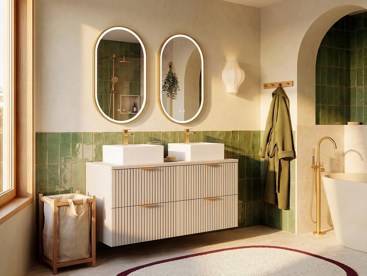 WASCHBECKENUNTERSCHRANK - 120 cm x 46 cm - holz - beige Zevara - Beige, Holz (120/57/46cm) - Vente-Unique