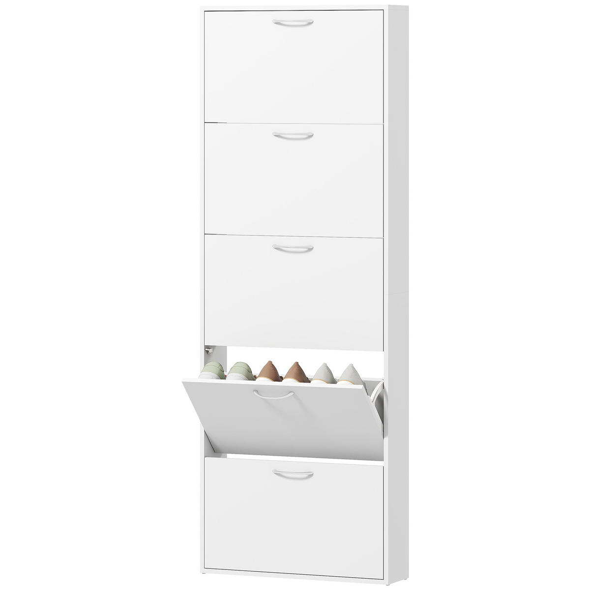 SCHUHSCHRANK Weiß 65/17/180,5 cm - Weiß, Holzwerkstoff (65/180.5/17cm) - PANGIVO