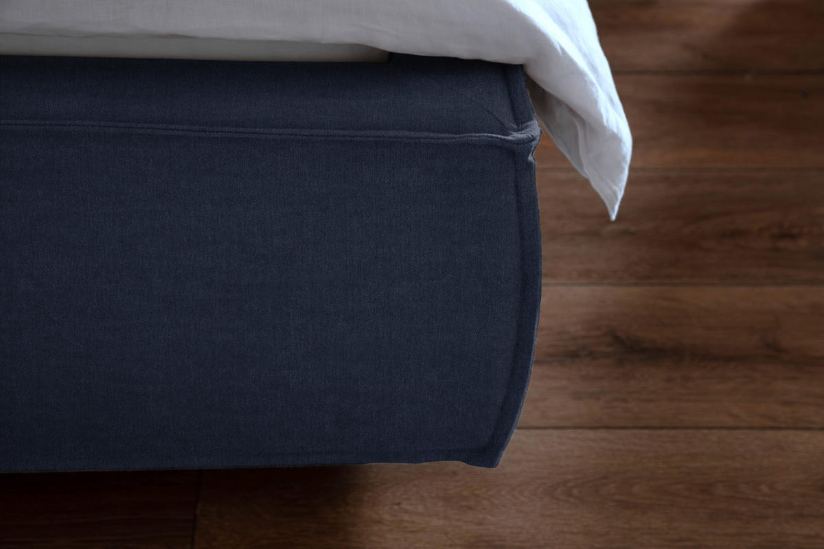 POLSTERBETT CARLO Blau Massivholz - Blau, Textil (140/200cm) - KAWOLA