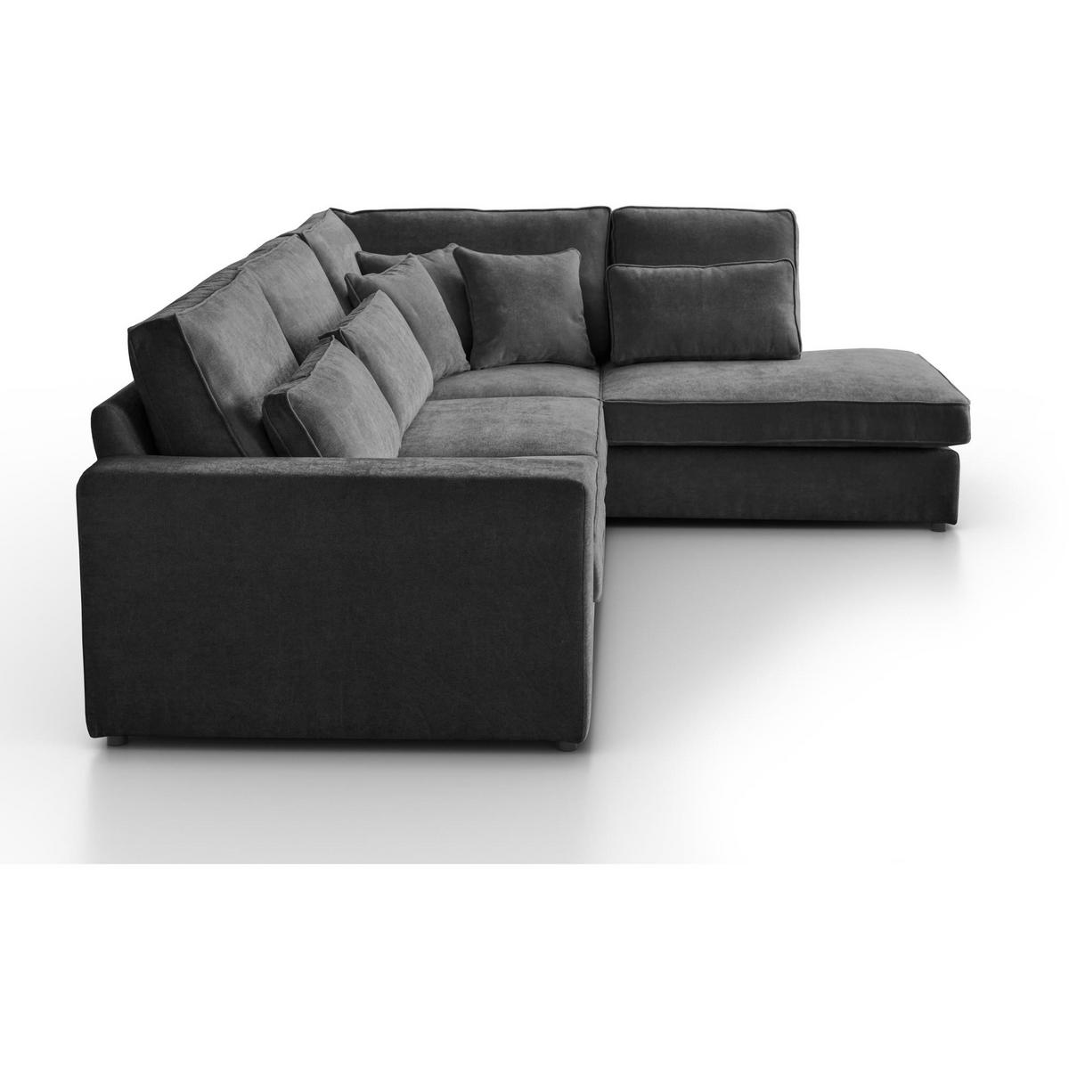 ECKSOFA Parma ohne Schlaffunktion dunkelgrau rechts - Dunkelgrau/Schwarz, Textil (314/224cm) - Beautysofa