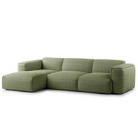 3-SITZER ECKSOFA mit Longchair - Schwarz/Grün, Kunststoff/Textil (284/173cm) - home24
