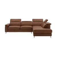 ECKSOFA Ambassador Echtleder Cognacbraun - Cognac, Leder/Metall (272/224cm)