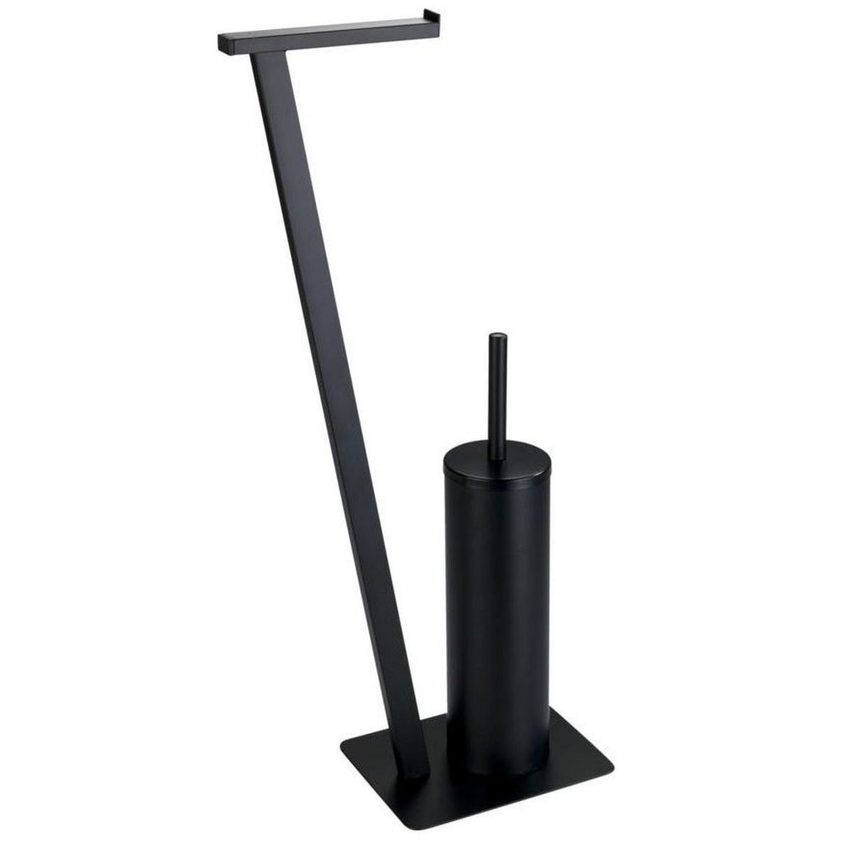 TOILETTENPAPIERSTÄNDER mit WC-Bürste Lirio 30/15/68 cm - Schwarz, Metall (15/68/30cm) - Wenko