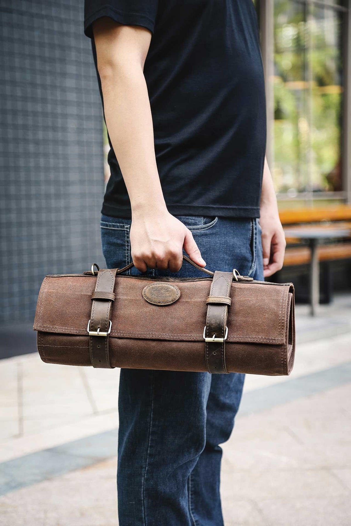 MESSERTASCHE BRAUN 12 SCHLITZE - Braun, Leder (95/1/43cm) - Zayiko