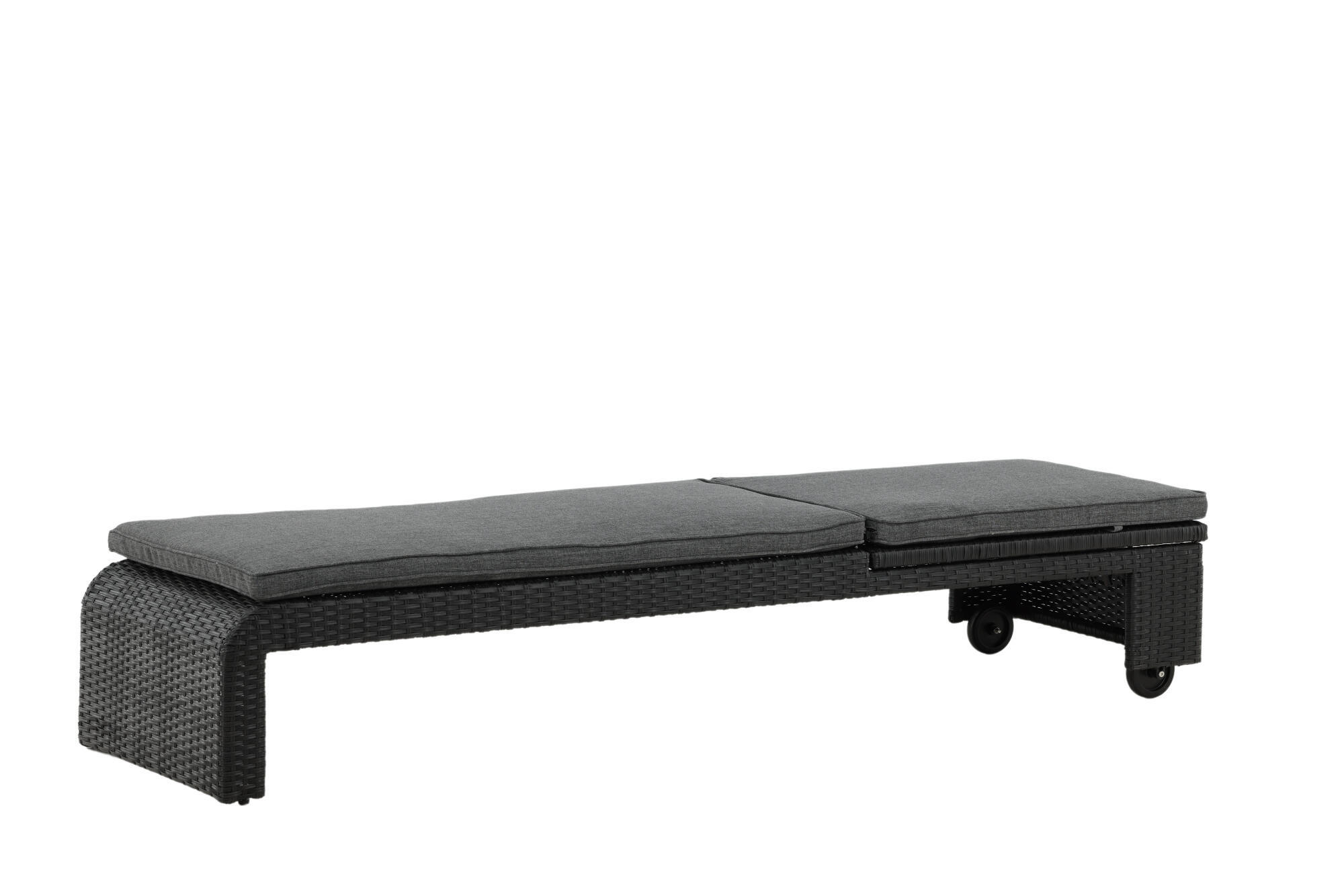 SONNENLIEGE LONDON Schwarz 196x60x32 cm - Schwarz, Textil (196/32/60cm) - FURNLUX