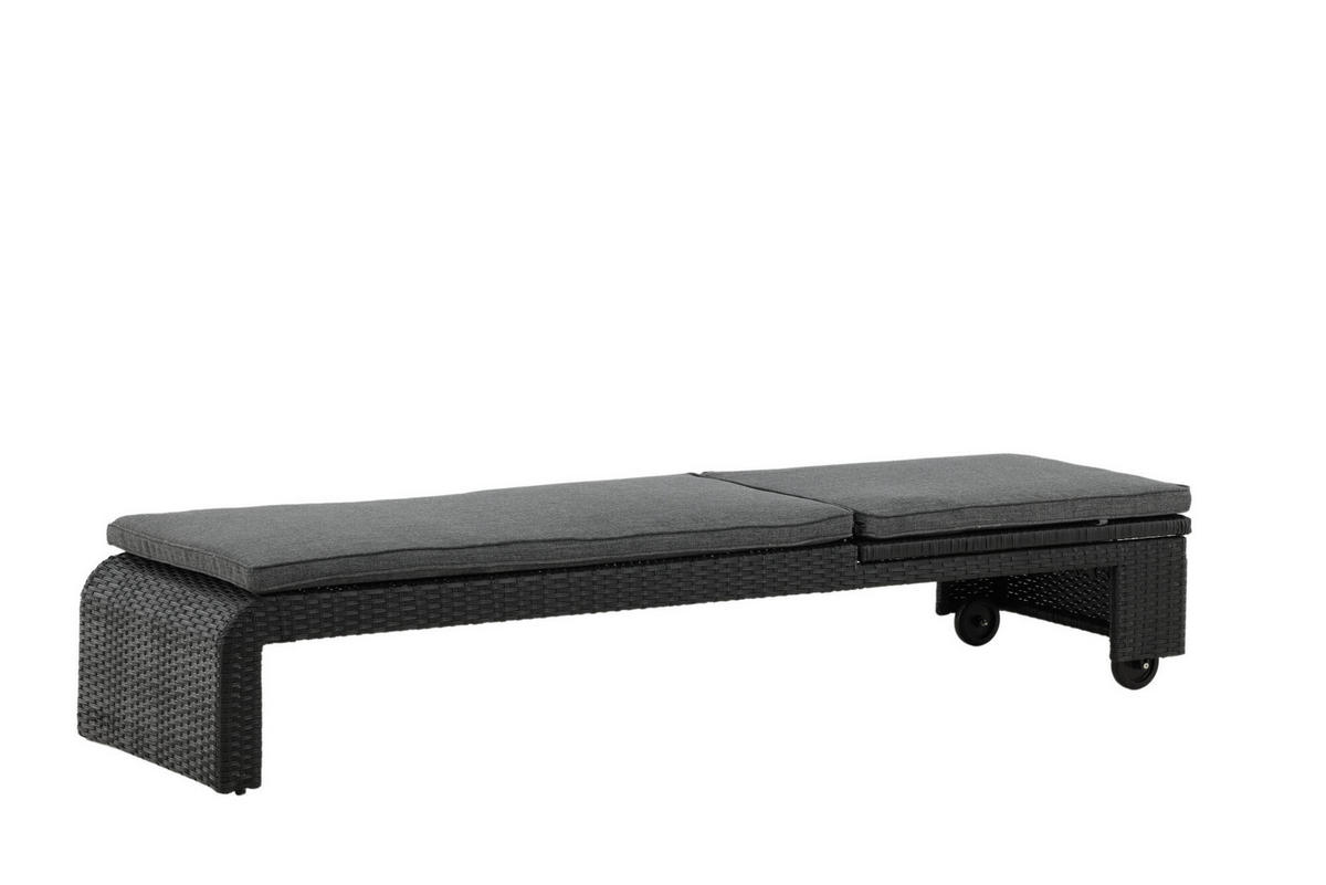 SONNENLIEGE LONDON Schwarz 196x60x32 cm - Schwarz, Textil (196/32/60cm) - FURNLUX