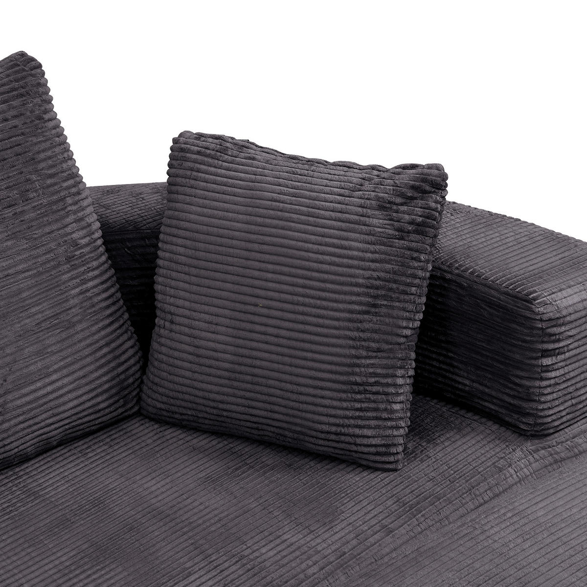 SOFA Schwarz Cordstoff,Modular Schlafsofa mit 3 Kissen Gästebettfunktion - Schwarz, Textil (173/60/176cm) - PARAFTA HOME