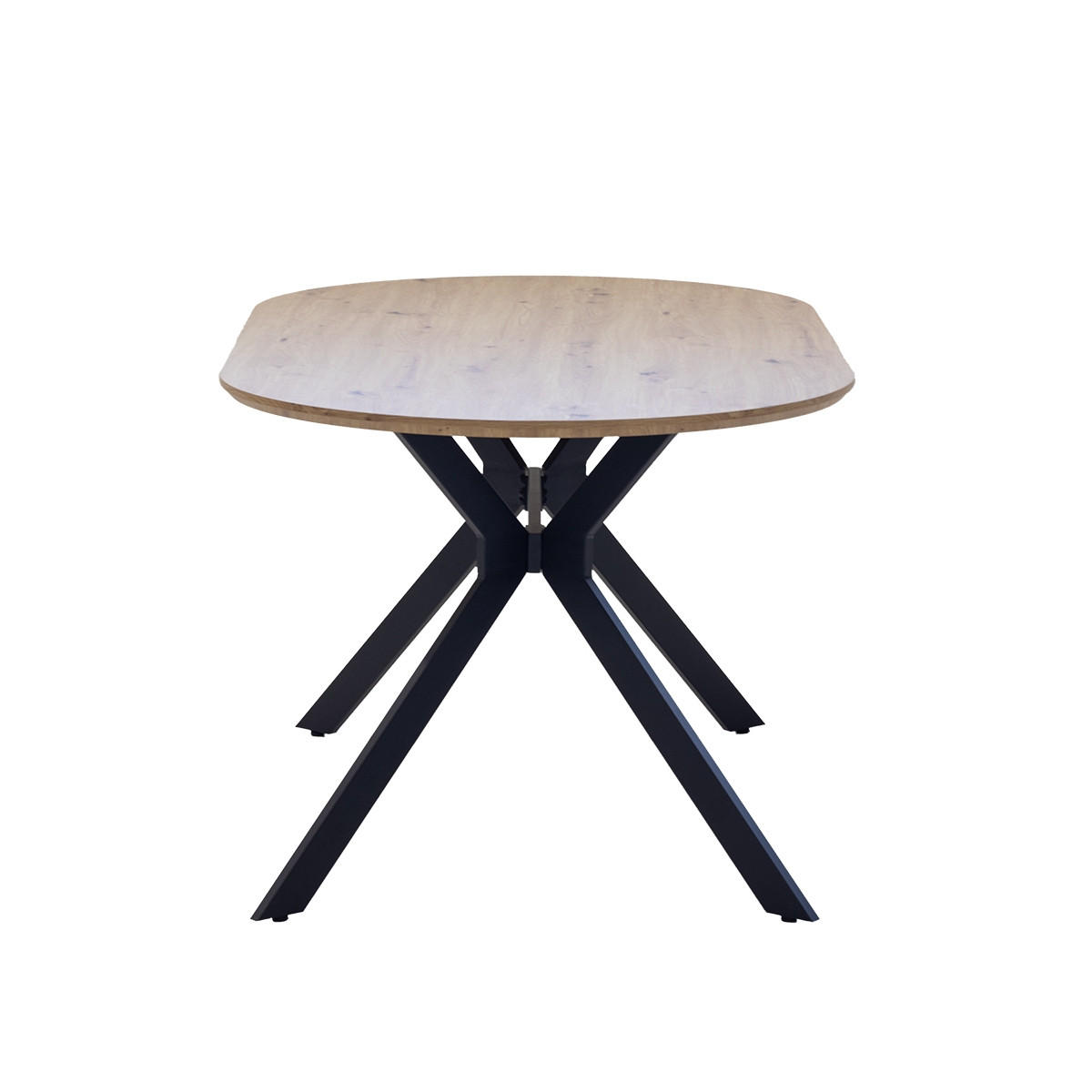 ESSTISCH oval aus Holz 180cm, natürlich - Braun, Metall (180/90/73cm) - Giga Meubel