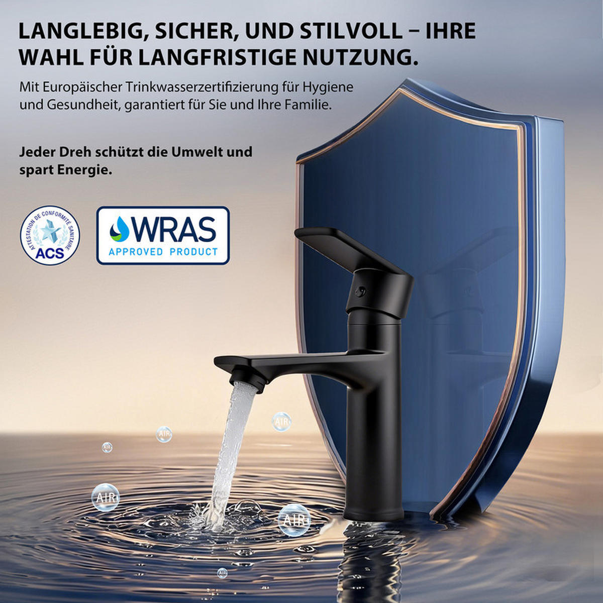 WASCHTISCHARMATUR Schwarz 360° drehbar - Schwarz, Metall (19/9/30cm) - HOMELODY