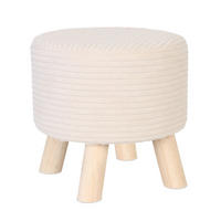 CORD-HOCKER - Beige/Naturfarben, Holz/Textil (30/30/30cm) - Relaxdays