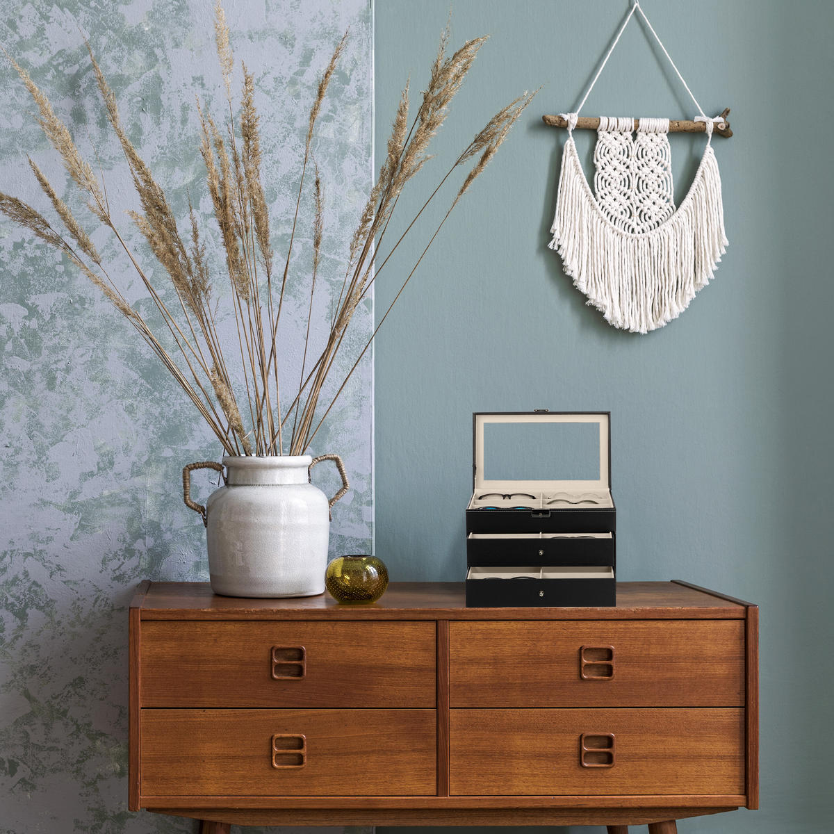 BRILLENBOX - Multicolor, Glas/Holzwerkstoff (33.5/22.5/19cm) - Relaxdays