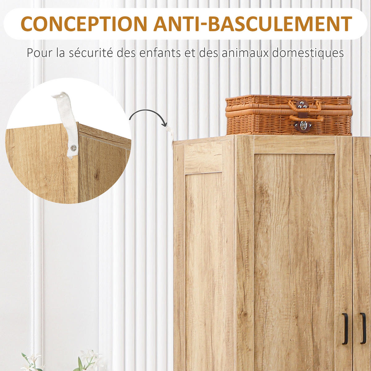 KLEIDERSCHRANK DE-17167 2 Türen & 2 Schubladen mit Kleiderstange Natur - Naturfarben, Holzwerkstoff (54/180/80cm) - ComfortXL