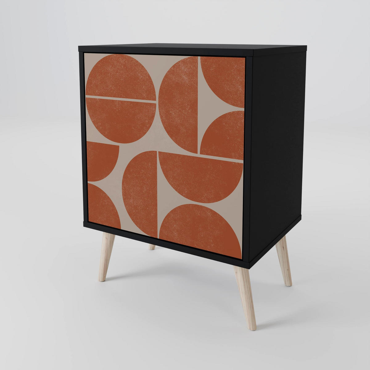 SIDEBOARD REPETITION COMPULSION, Schwarz, 57,5x42x72,5 cm, Schwarze Metallfüße - Multicolor/Schwarz, Holzwerkstoff/Metall (57.5/72.5/42cm) - SpaceRebels