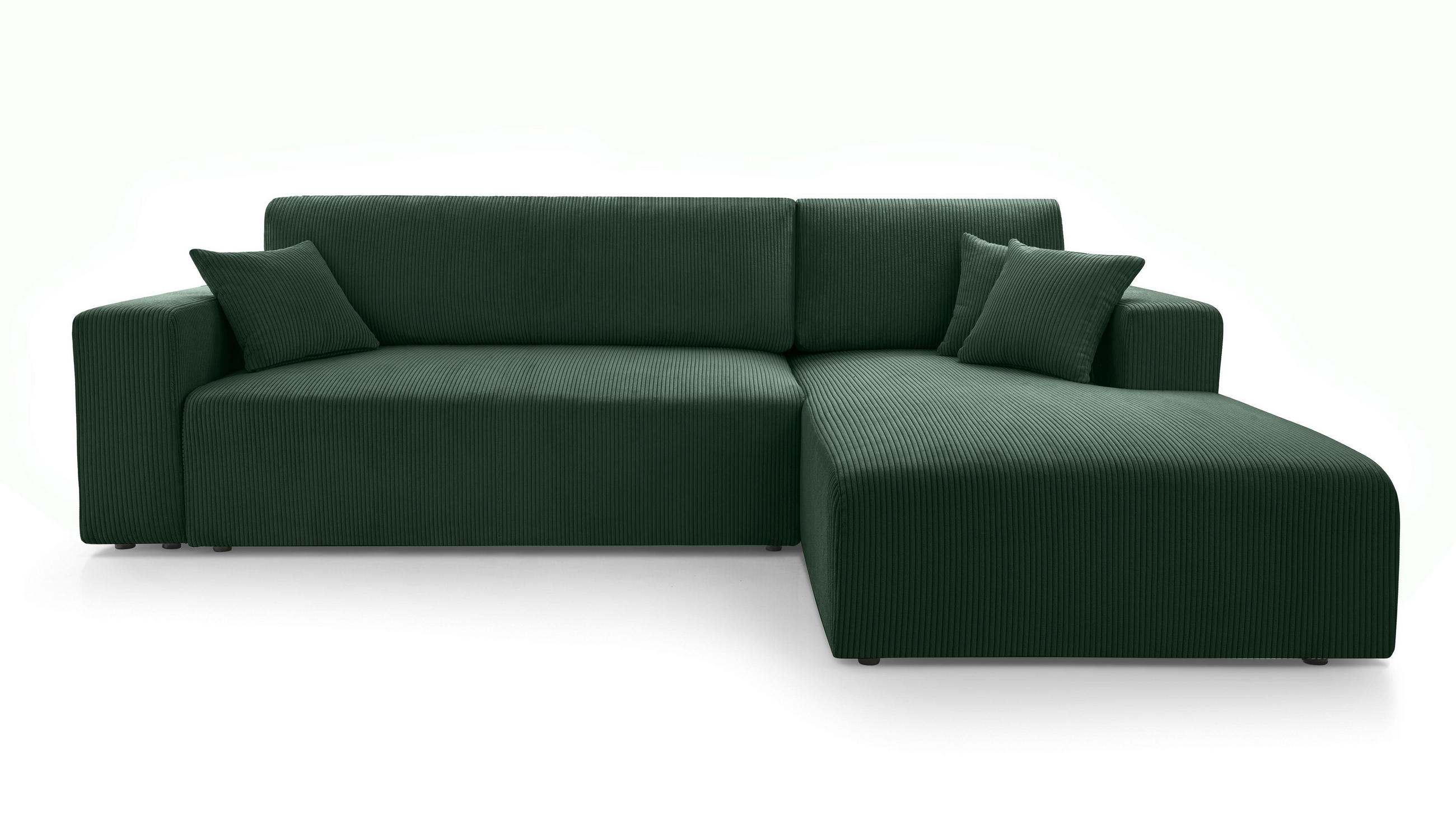ECKSOFA L Form Catea Dunkelgrün 279/145/84 cm Rechts mit Schlaffunktion - Schwarz/Grün, Kunststoff/Textil (279/145cm) - AX Living