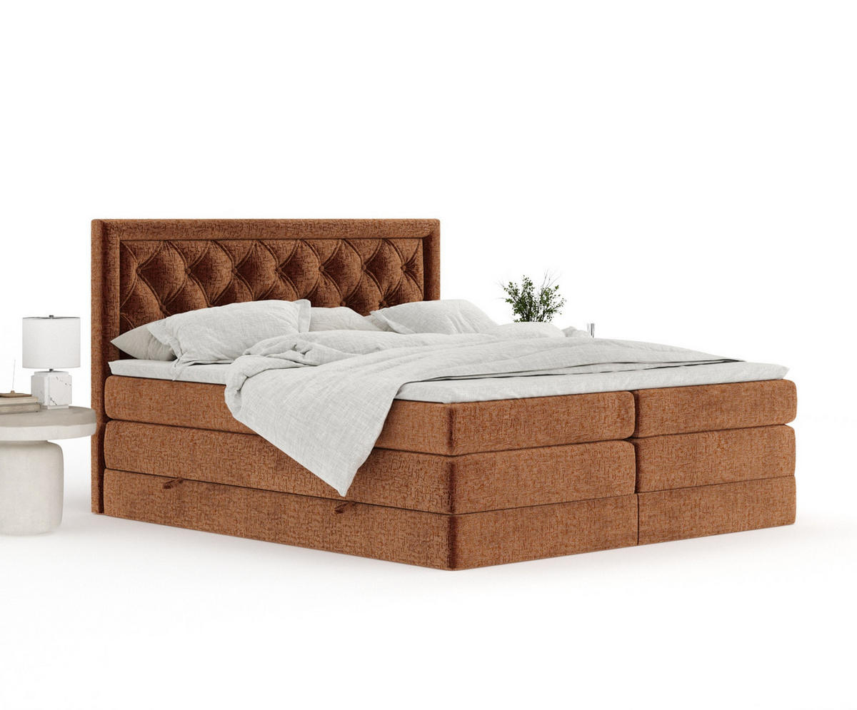 BOXSPRINGBETT Aurelia Kupferfarbe 180/200 cm - Schwarz/Kupferfarben, Holz/Holzwerkstoff (180/200cm) - Maison de Reve