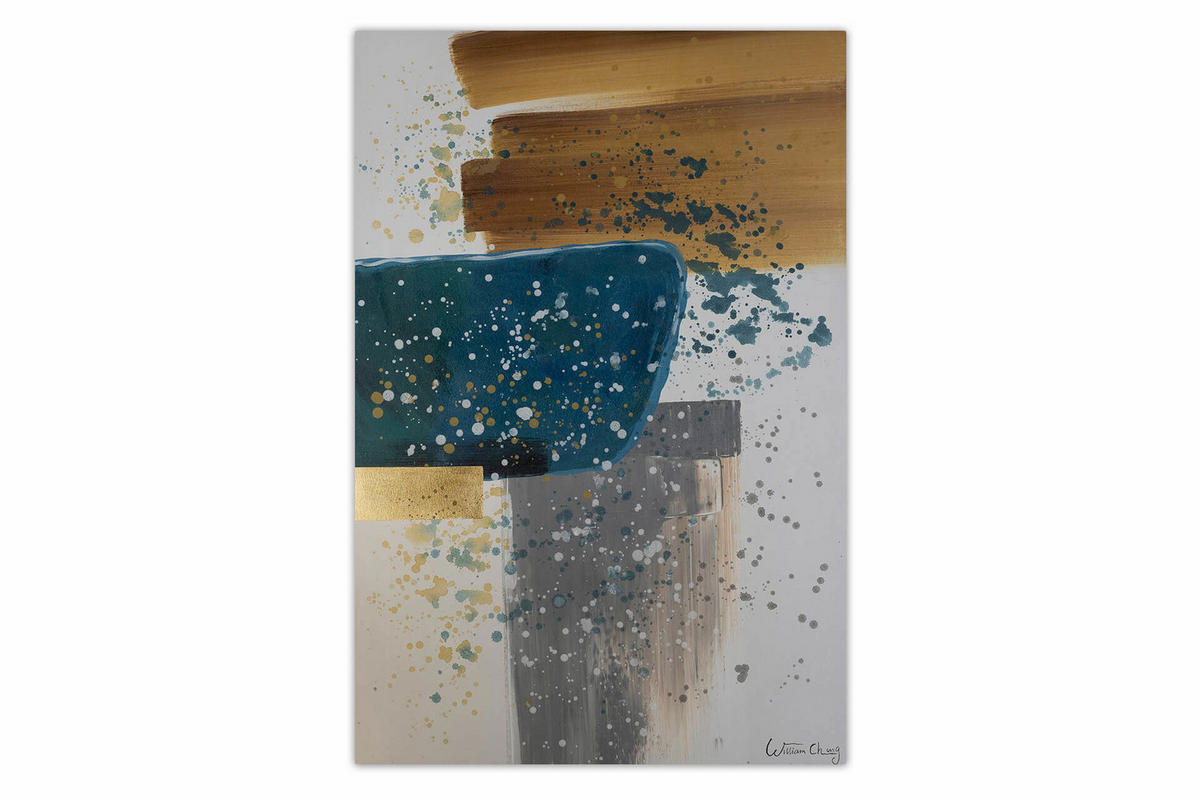 ACRYLBILD HANDGEMALT 60/90 cm - Blau/Grau, Holz/Textil (60/90cm) - KUNSTLOFT