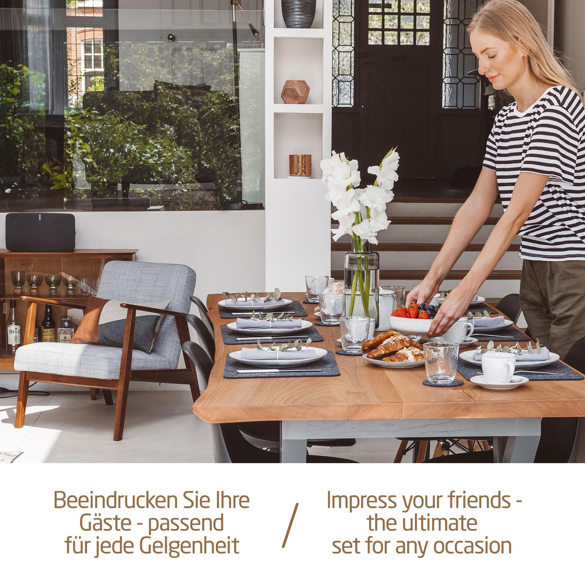 TISCHSETS eckig 4er-Set - Dunkelgrau, Textil (44/45/3cm) - Miqio Design