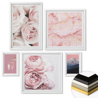WANDBILDER 5er-Set - 50x50 cm & 20x30 cm & 40x60 cm Weißer Rahmen - Eiffels Porträt einer Frau mit Rosen - Weiß, Kunststoff (40/60cm) - ArtPrintCave