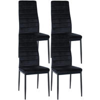 STUHL 4er Set Samt schwarz - Schwarz, Textil/Metall (41.5/99/40cm) - CLP