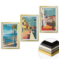 WANDBILDER 3er Set - 40x60 cm Goldrahmen - Retro-Stadtillustrationen - Goldfarben, Kunststoff (40/60cm) - ArtPrintCave
