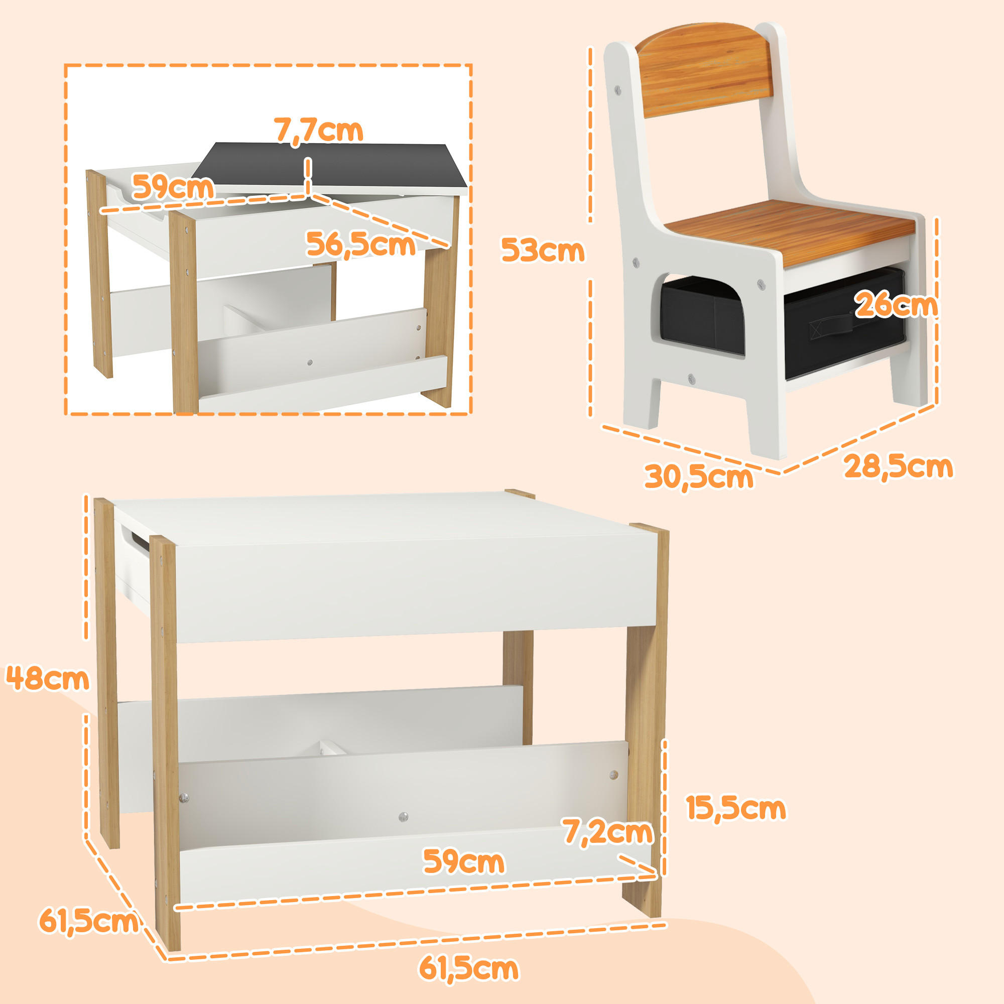 ComfortXL Kindersitzgruppe Natur 61.5x48x61.5 cm
