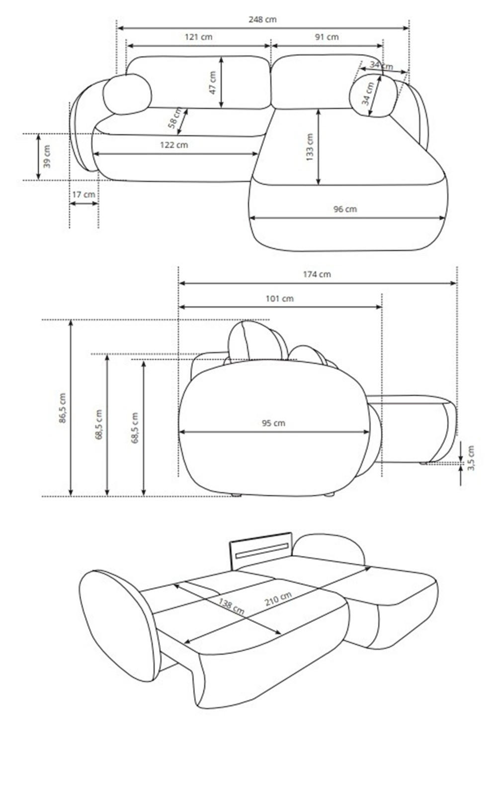 Thumbnail - Ecksofa, Braun, Holzwerkstoff, 5-Sitzer, L-Form, 248x174 cm, Wohnzimmer, Sofas & Couches, Wohnlandschaften, Ecksofas