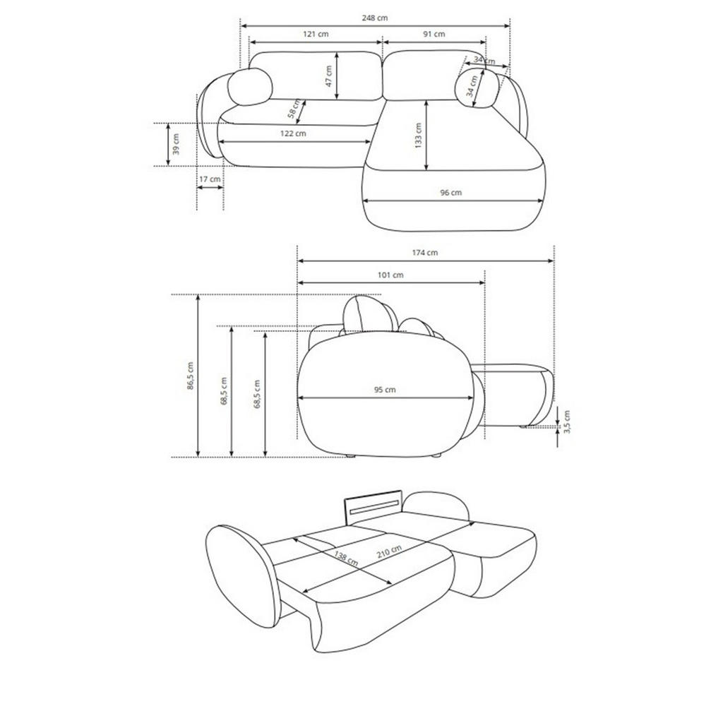 Thumbnail - Ecksofa, Weiß, Holzwerkstoff, 5-Sitzer, L-Form, 248x174 cm, Wohnzimmer, Sofas & Couches, Wohnlandschaften, Ecksofas