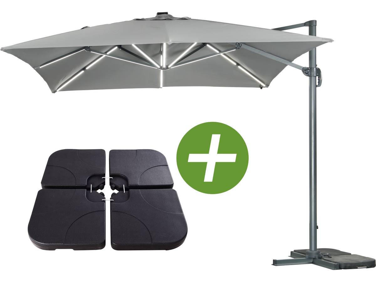 SONNENSCHIRM sun 3 luxe Grau - Grau, Metall (300/300cm) - Habitat Garten