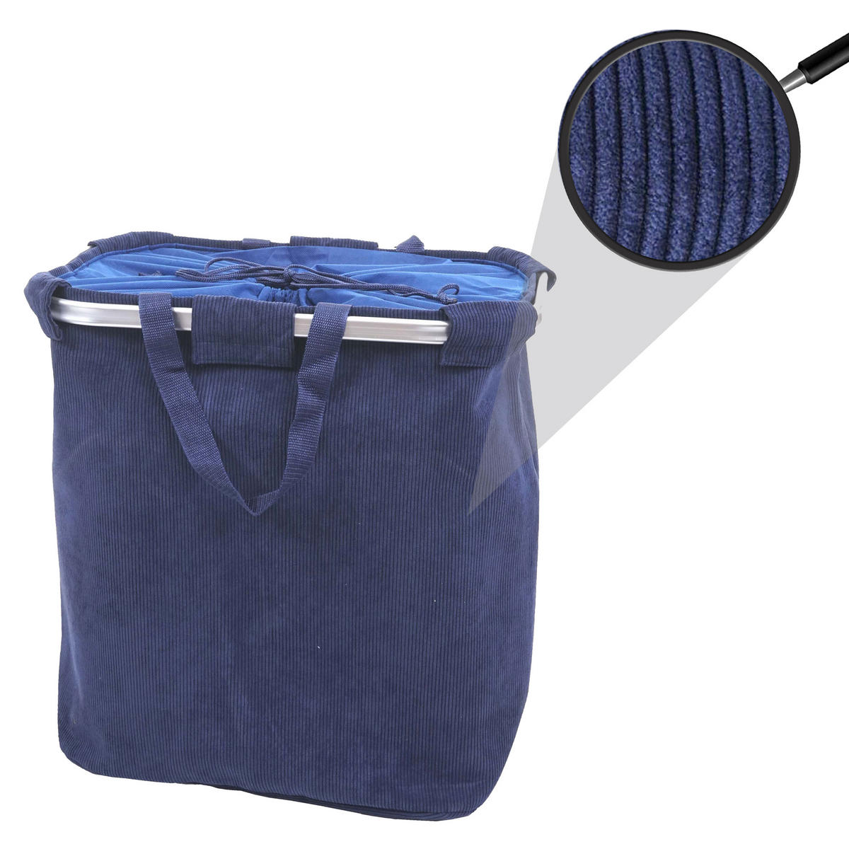 KOŠ NA PRÁDLO Modrý - modrá, textil (52/54/32cm) - MCW