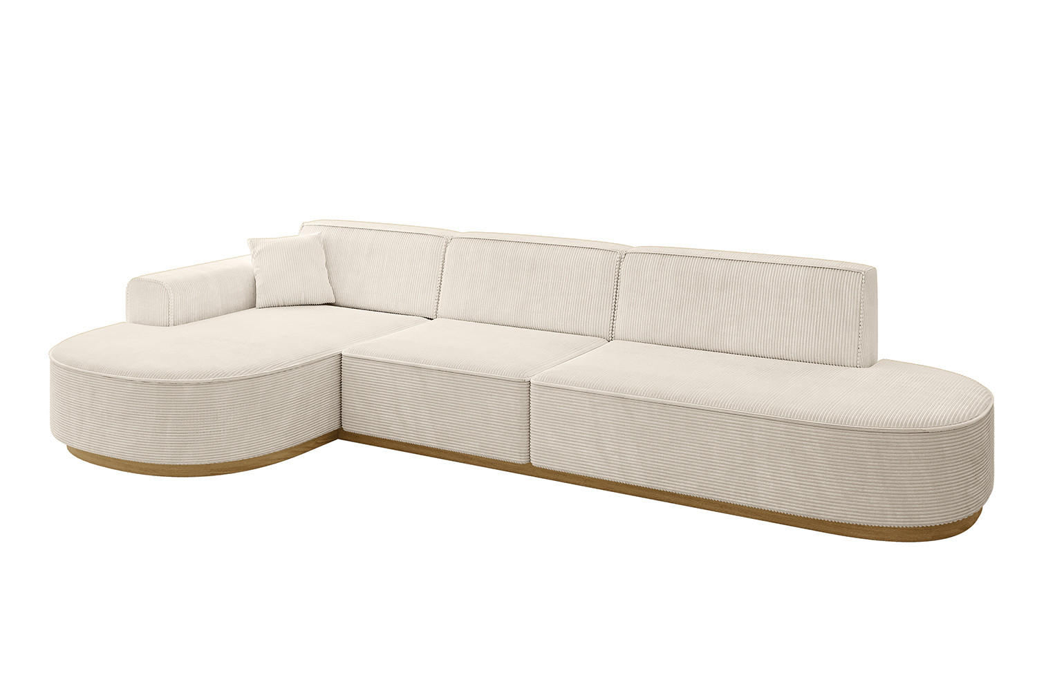 ECKSOFA Ottomane Links MARI-L2-v2 - 328x171x83 cm Beige Cord - Beige, Holzwerkstoff/Textil (328/171cm) - ALTDECOR