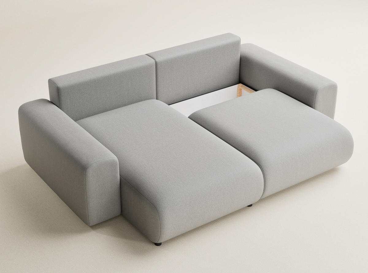 ECKSOFA MIT SCHLAFFUNKTION Solo Hellgrau Webstoff - Hellgrau/Schwarz, Holz/Holzwerkstoff (255/168cm) - Maison de Reve