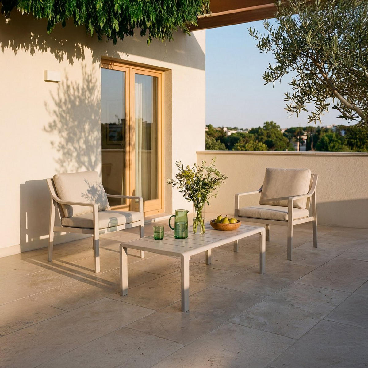 GARTEN-COUCHTISCH Niran Beige 100 cm x 35 cm - Beige, Metall (56/100/35cm) - Klast Home