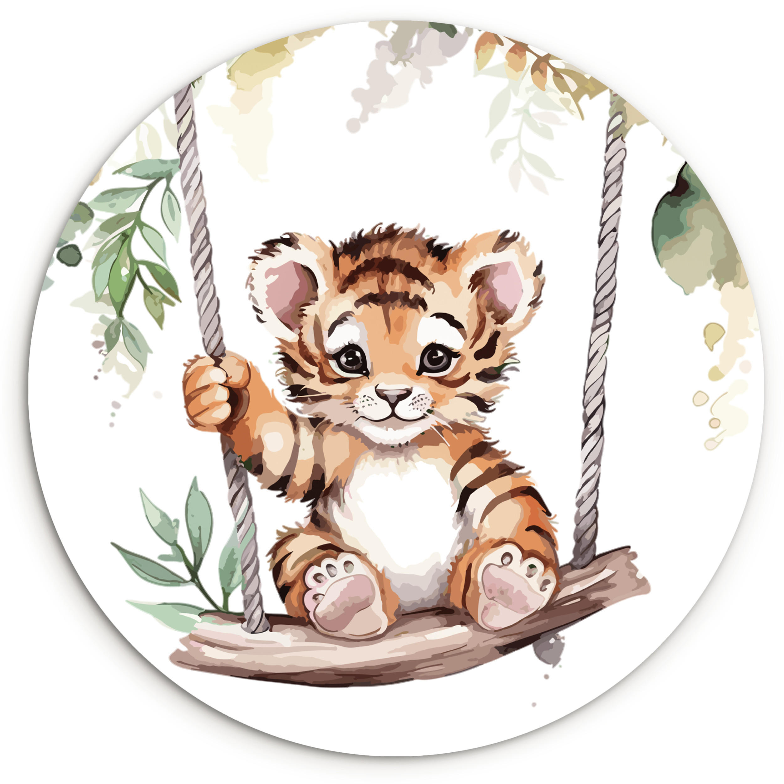 WANDBILD Tiger - Tier - Kinder - Dschungel 150x150 cm - Dunkelorange, Kunststoff (150/150cm) - MuchoWow